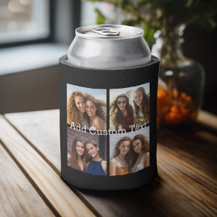 Porta-lata Colagem de 4 fotos - você pode mudar a cor do