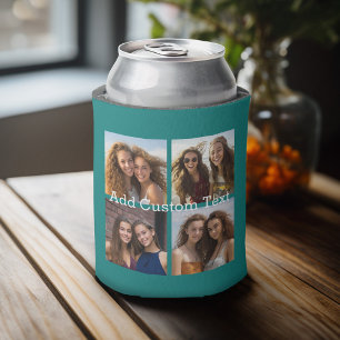 Porta-lata Colagem de 4 fotos - você pode mudar a cor do