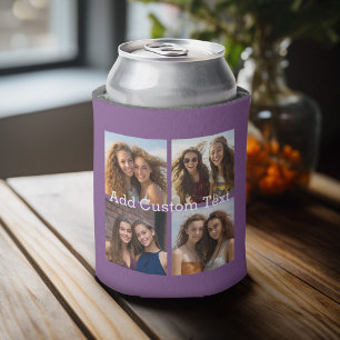 Porta-lata Colagem de 4 fotos - você pode mudar a cor do
