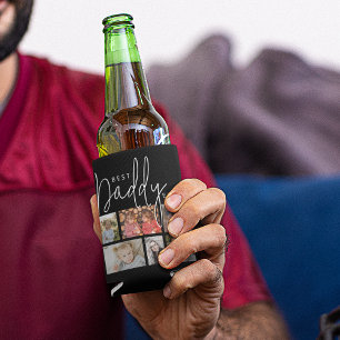 Porta-lata Colagem de Fotografias do Pai Personalizado Preto 