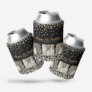 Porta-lata Colagem de Fotos com Confete Dourado e Prateado pa