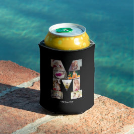 Porta-lata Colagem de Fotos com Letra M em Preto e Branco