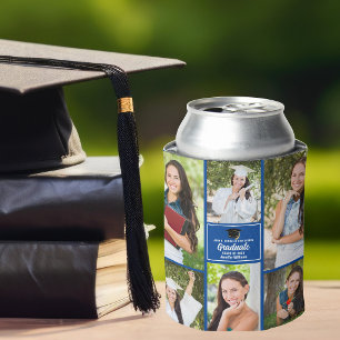 Porta-lata Colagem de Fotos de Graduado Azul Moderno 2026 Gra