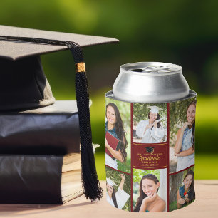 Porta-lata Colagem de Fotos de Graduado Marrom Festa de Forma