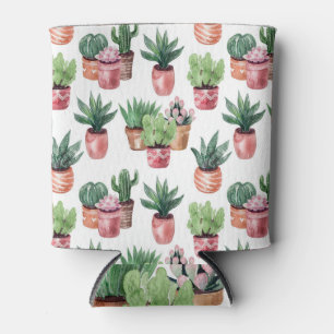 Porta-lata Coleção de cactos em potes, aquarela.