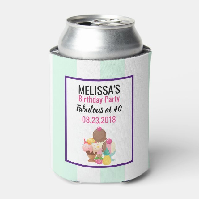 Porta-lata Colheradas de Sorvete de Aniversário (Can Front)