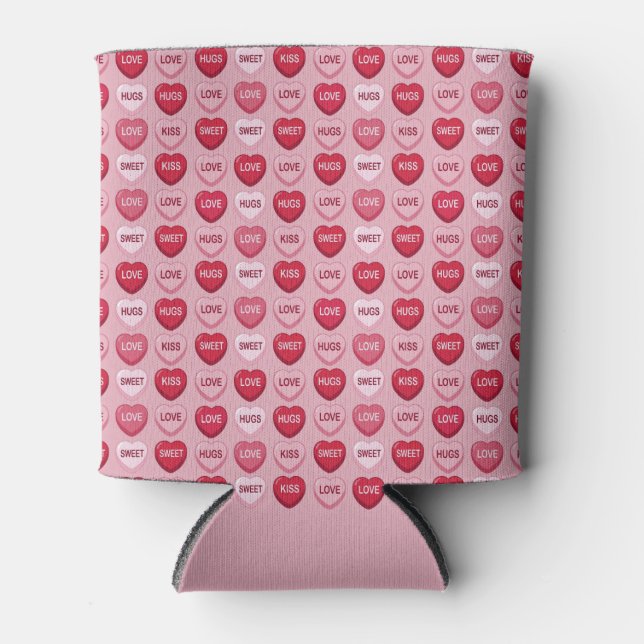 Porta-lata colorful candy Valentine's day heart pattern (Frente)