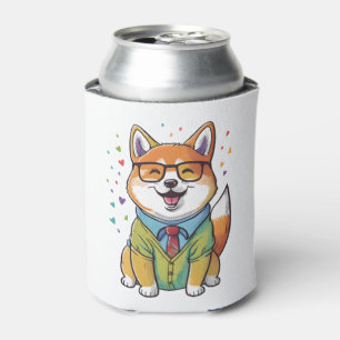 Porta-lata Colorida Kawaii Shiba Inu Hipster 1