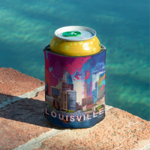 Porta-lata Colorida Louisville Skyline Abstrato Art