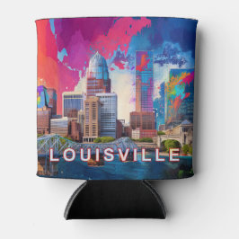 Porta-lata Colorida Louisville Skyline Abstrato Art