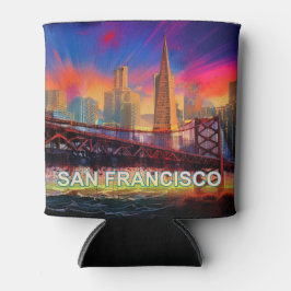 Porta-lata Colorida San Francisco Skyline Abstrato Art