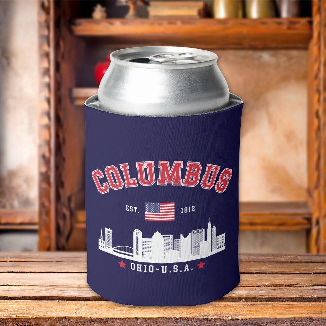 Porta-lata Columbus Skyline Vintage City Art (Criador carregado)