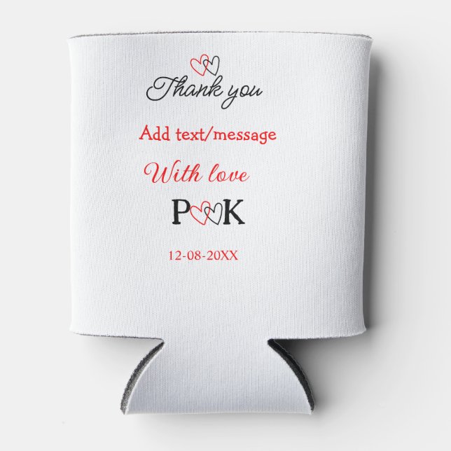 Porta-lata Com amor adicione o nome do casal letra obrigado a (Frente)