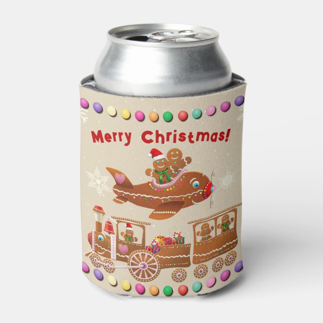 Porta-lata Comboio De Gingerpão Xmas E Avião (Can Front)