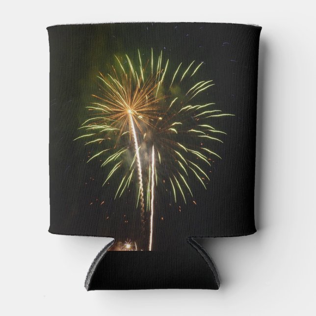 Porta-lata Comemoração de Férias de Fogos de Fogo Verde e Dou (Frente)