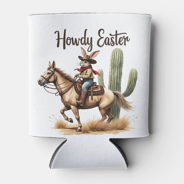Porta-lata Como Coelhinho da Páscoa cavalgando um cowboy equi (Frente)