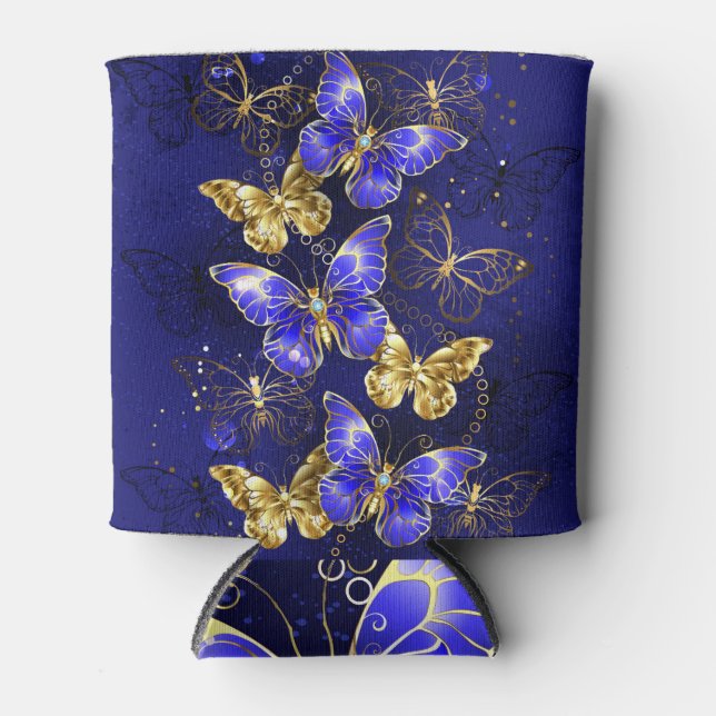 Porta-lata Composição com borboletas de safira (Frente)