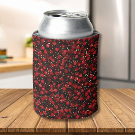 Porta-lata Confete Vermelho Elegante no Estilo Brilho Preto
