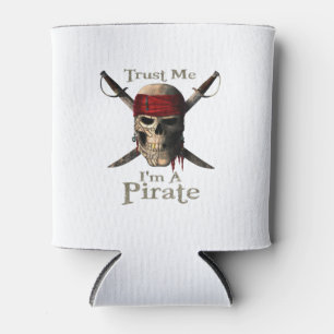 Porta-lata Confie em mim, sou um crânio pirata e espadas é en