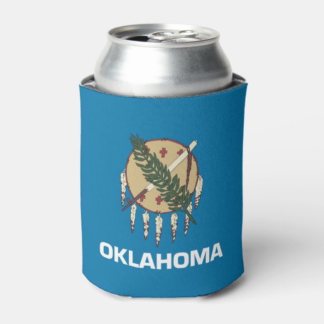 Porta-lata Consegue resfriar com a bandeira de Oklahoma, EUA. (Can Front)