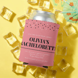Porta-lata Convite para Festa de solteira do Bolinhas rosa