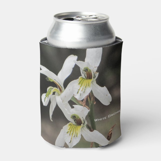 Porta-lata Cooler de Bebida Orquídea Amarela Branca (Can Front)