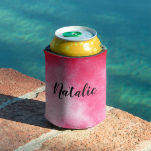 Porta-lata Cooler Rosa de Nome Personalizado