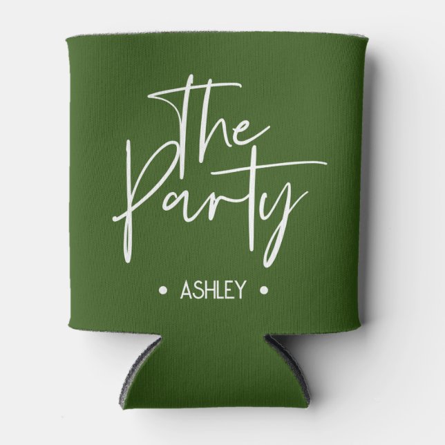 Porta-lata Coooler de Lata Verde Personalizado “A Festa” – De (Frente)