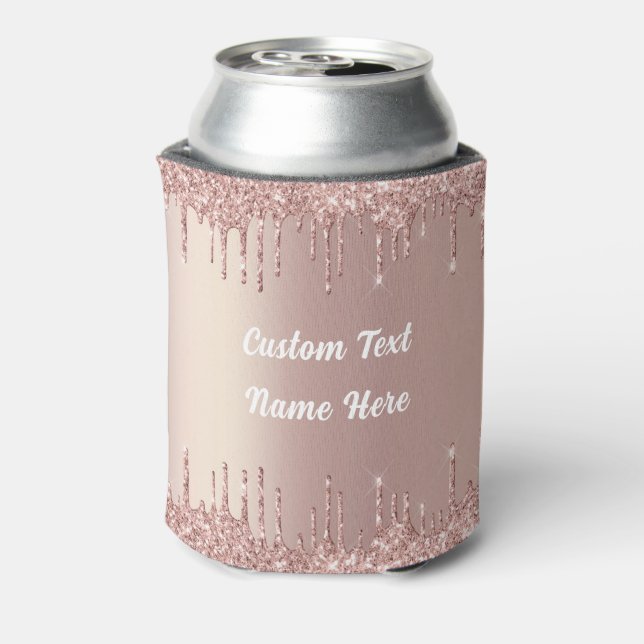 Porta-lata Copo Caneca de Rosa com Brilho e Texto Personaliza (Can Back)