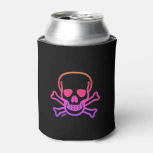 Porta-lata Copo isolante preto Neon Skull 2 lados