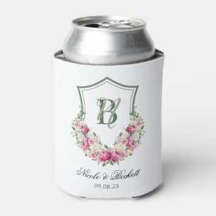 Porta-lata Copo Refrigerador de Casamento com Crista Floral d