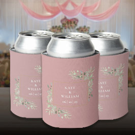 Porta-lata Copo Resfriador de Lata com Folhagem Verde Rosa Em