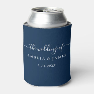 Porta-lata Copo Térmico para Casamento Navy Modern Script