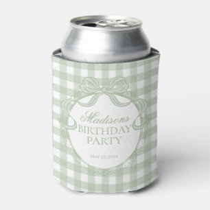 Porta-lata Coquete Gingham Verde Favor de Festa de Aniversári