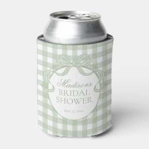 Porta-lata Coquete Gingham Verde Favor para Chá de Noiva com 