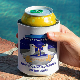 Porta-lata Coquetéis na Praia Gaivota Engraçada