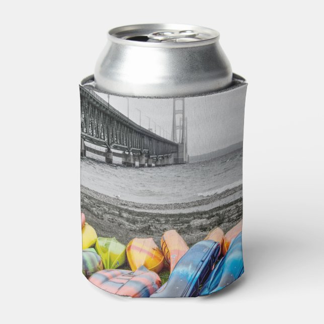 Porta-lata Cor da Seleção de Ponte Mackinac e Canoas (Can Front)