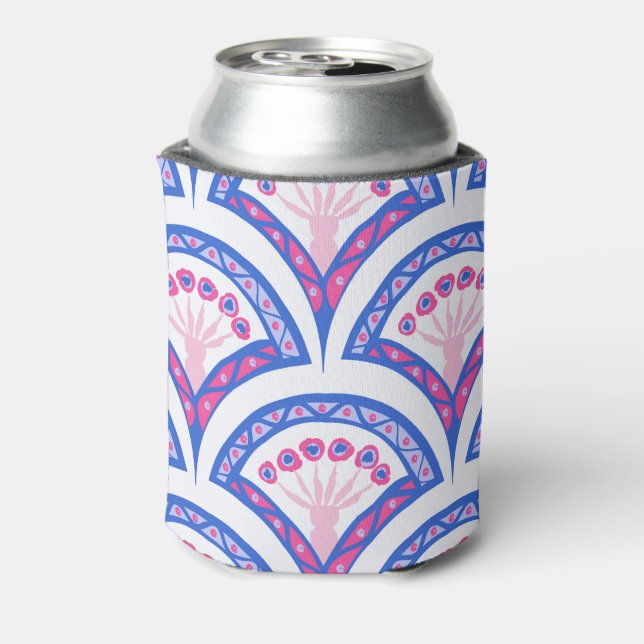 Porta-lata cor damasco floral azul (Can Back)
