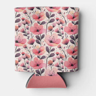 Porta-lata Cor de água rosa e coral Floral