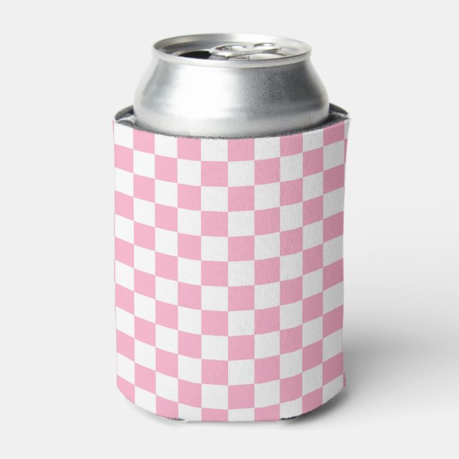 Porta-lata Cor-de-rosa e branco verificados (Can Front)
