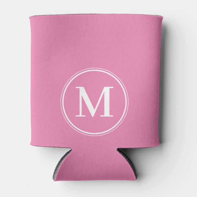Porta-lata Cor Monograma Rosa Sólido  (Frente)