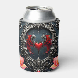 Porta-lata Coração Alado Carmesim  Romance Gótico Elegante . 
