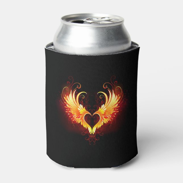 Porta-lata Coração do Anjo Fogo com Asas (Can Front)