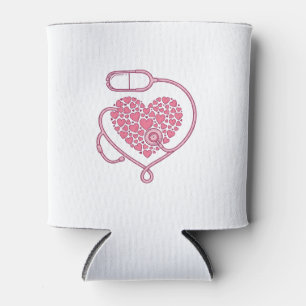 Porta-lata Coração Estetoscópio Amor Médico Desenho de Camisa