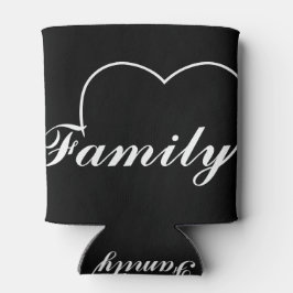 Porta-lata Coração familiar em branco em produtos escuros