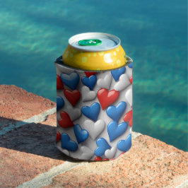 PORTA-LATA CORAÇÃO PATRIÓTICA VERMELHA BRANCA E AZUL-AMERICAN