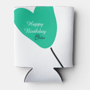 Porta-lata Coração verde feliz aniversário branco balão preto
