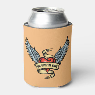 Porta-lata Coração Vintage Com Asas, Amor Te Dá Asas