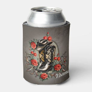 Porta-lata Corações de cowboy: Um poema de botas e flores.