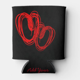 Porta-lata Corações Escritos do namorados BLK - Personalizar